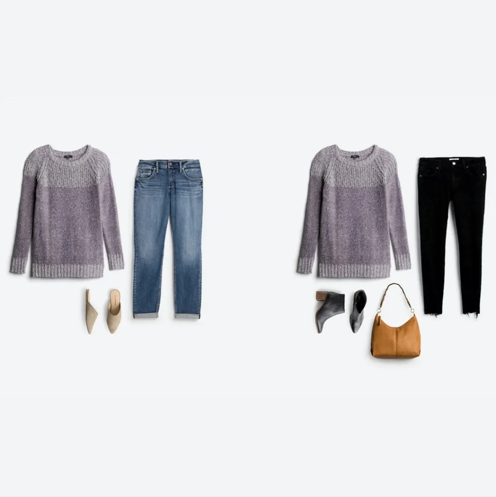 🎉 HP 🎉 Like New 💜 Fate, contrast Long sleeve crewneck sweater 💜 Wmn Medium - Picture 11 of 11